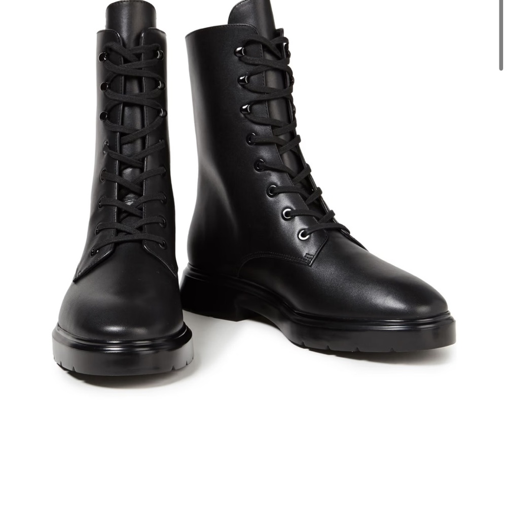 Stuart Weitzman Sleek Black Lace-Up Boots